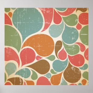Kleurrijke spatten: Abstract retro patroon. Poster