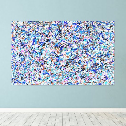 KLEURRIJKE SPATTIER XVI - Action painting -Abstrac Canvas Afdruk (Insitu (Houten vloer))