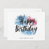 Kleurrijke Spetter Gelukkige Verjaardag Zakelijk Briefkaart (Voorkant / Achterkant)