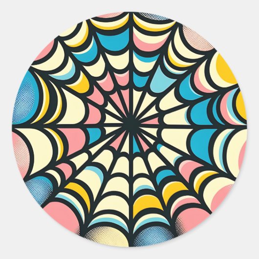 Kleurrijke Spider Web Pastel Halloween Stickers (Voorkant)