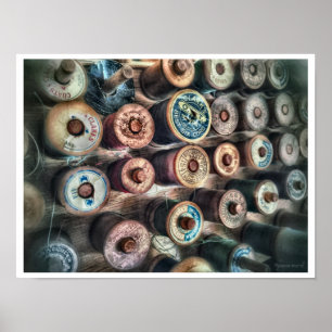 Kleurrijke  spillen van draad poster