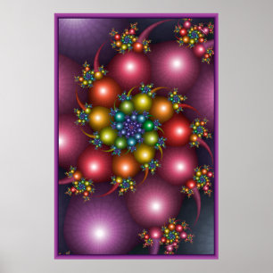 Kleurrijke Spiraal Fractal Poster