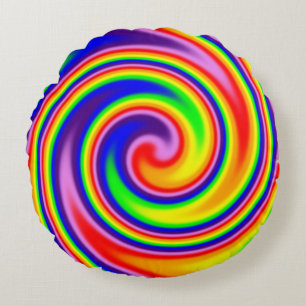 Kleurrijke spiraalvormige regenboogkleuren die sch rond kussen