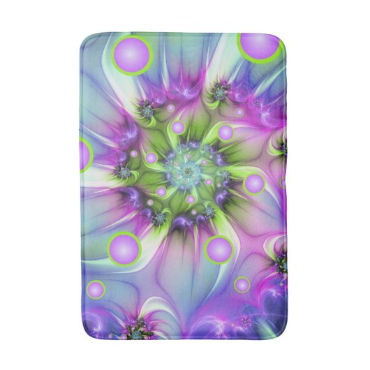 Kleurrijke spiraalvormige ronde vormen Abstracte f Badmat (Voorkant Verticaal)