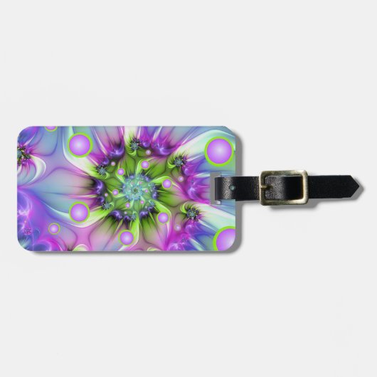 Kleurrijke spiraalvormige ronde vormen Abstracte f Bagagelabel (Voorkant horizontaal)