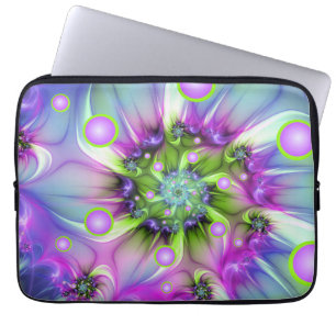 Kleurrijke spiraalvormige ronde vormen Abstracte f Laptop Sleeve