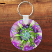 Kleurrijke spiraalvormige ronde vormen Abstracte f Sleutelhanger (Achterkant)