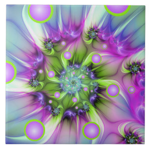 Kleurrijke spiraalvormige ronde vormen Abstracte f Tegeltje