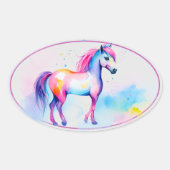 Kleurrijke Spirit Pony 2 Ovale Sticker (Voorkant)
