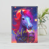 Kleurrijke Spirit Pony 45 Verjaardagsuitnodiging Kaart (Staand voorkant)