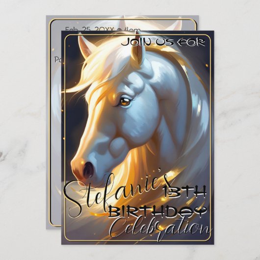 Kleurrijke Spirit Pony 69 Verjaardagsuitnodiging Kaart (Voorkant / Achterkant)