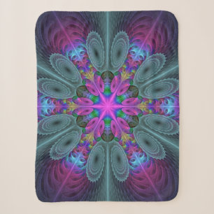 Kleurrijke spirituele fractale mandala-kunst met r sherpa deken
