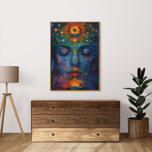 Kleurrijke Spirituele Geopende Derde Oog Vrouwelij Poster