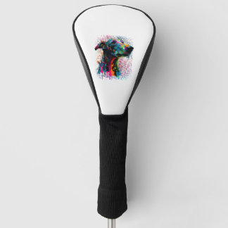 Kleurrijke Splash Greyhound Portret Puppy Eigenaar Golfheadcover
