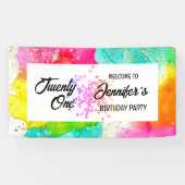 Kleurrijke Splash Waterverf Verjaardag Spandoek (Horizontaal)