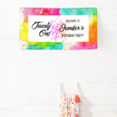 Kleurrijke Splash Waterverf Verjaardag Spandoek (Insitu)