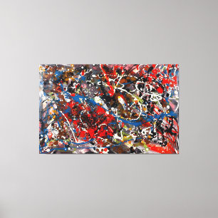 KLEURRIJKE SPLATTER II - Actie schilderen -Abstrac Canvas Afdruk