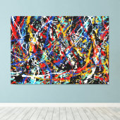 KLEURRIJKE SPLATTER LX - Actie schilderen -Abstrac Canvas Afdruk (Insitu (Houten vloer))