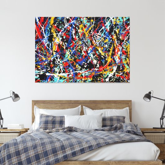 KLEURRIJKE SPLATTER LX - Actie schilderen -Abstrac Canvas Afdruk (Insitu (Slaapkamer))