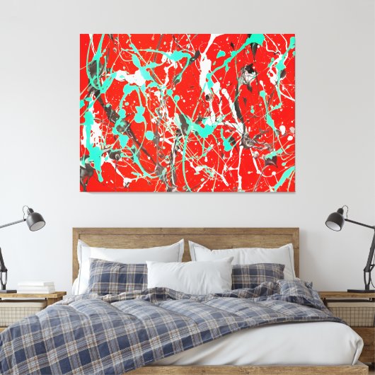 KLEURRIJKE SPLATTER LXXV - Action painting - Canvas Afdruk (Insitu (Slaapkamer))