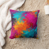 Kleurrijke Splatter Paint Art Square Sierkussen (Deken)