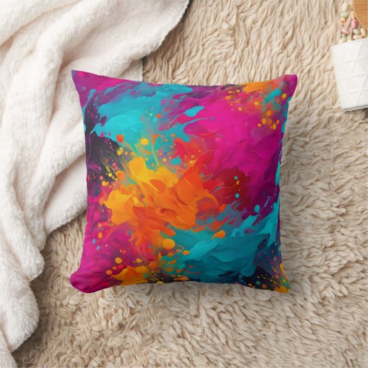 Kleurrijke Splatter Paint Art Square Sierkussen (Deken)