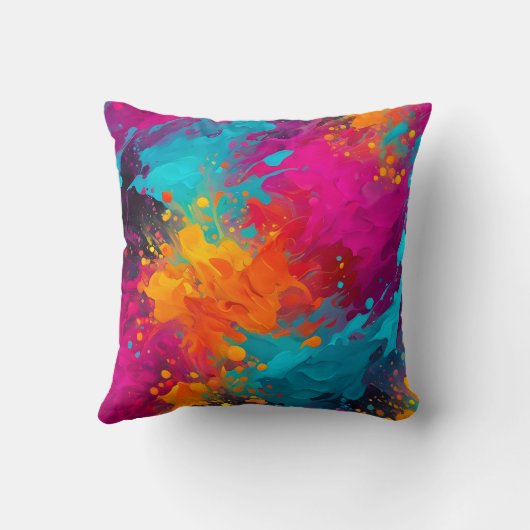 Kleurrijke Splatter Paint Art Square Sierkussen (Achterkant)