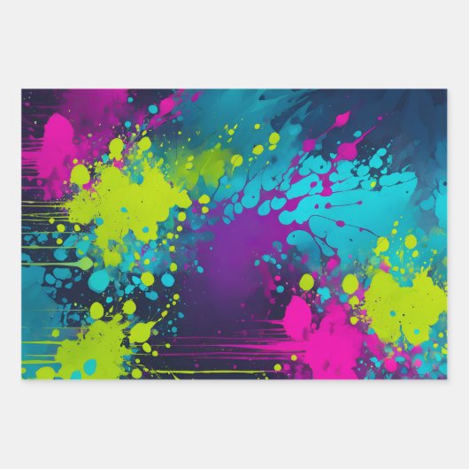 Kleurrijke Splatter Paint Art Wrapping Papiervelle Inpakpapier Vel (Voorkant 2)