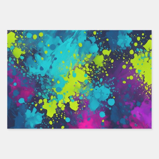 Kleurrijke Splatter Paint Art Wrapping Papiervelle Inpakpapier Vel (Voorkant)