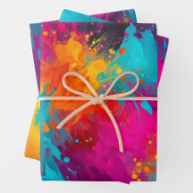 Kleurrijke Splatter Paint Art Wrapping Papiervelle