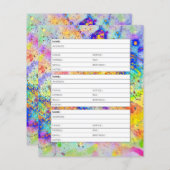 Kleurrijke splatters adresboek pagina (Voorkant / Achterkant)