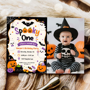 Kleurrijke Spooky One Halloween Verjaardagsfeest F Kaart