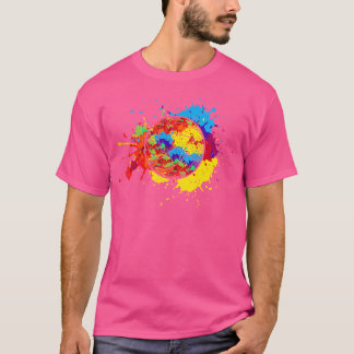 Kleurrijke Sport Volleybal Speler Volleybal Fan Vo T-shirt
