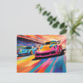 Kleurrijke Sportscars Briefkaart (Staand voorkant)