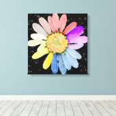 Kleurrijke sprankelende madeliefje canvas afdruk (Insitu (Houten vloer))