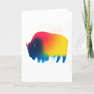Kleurrijke Spray Paint Bison Silhouette Kaart