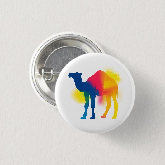 Kleurrijke Spray Paint Camel Silhouette Ronde Butt Ronde Button 3,2 Cm (Voorkant /achterkant)