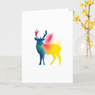 Kleurrijke Spray Paint Deer Silhouet Kaart