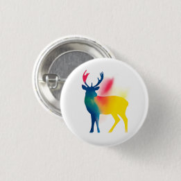 Kleurrijke Spray Paint Deer Silhouet Ronde Button