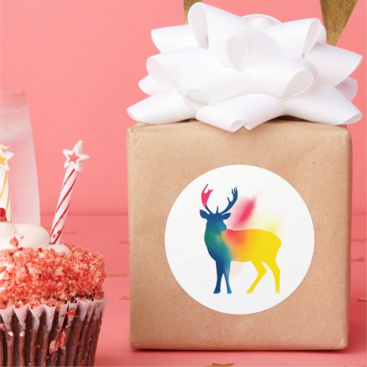 Kleurrijke Spray Paint Deer Silhouette Stickers (Feest)