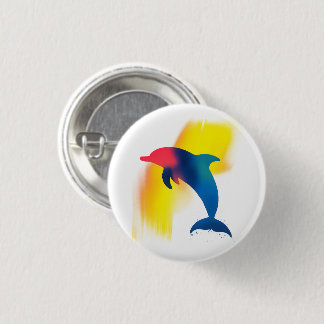 Kleurrijke Spray Paint Dolfijn Ronde Button