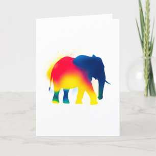 Kleurrijke Spray Paint Elephant Silhouet Kaart