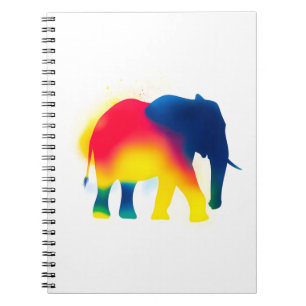 Kleurrijke Spray Paint Elephant Silhouet Notitieboek