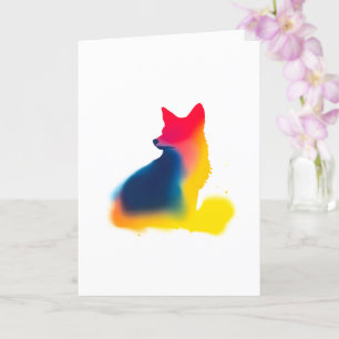 Kleurrijke Spray Paint Fox Silhouette Kaart