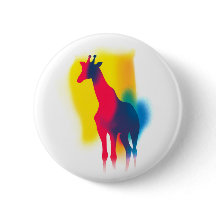 Kleurrijke Spray Paint Giraffe Ronde Button