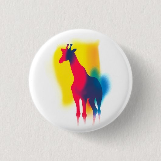 Kleurrijke Spray Paint Giraffe Ronde Button (Voorkant)