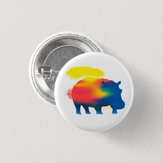 Kleurrijke Spray Paint Hippopotamus Ronde Button (Voorkant /achterkant)