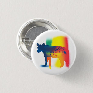 Kleurrijke Spray Paint Hyena Silhouette Ronde Butt Button 3,2 Cm