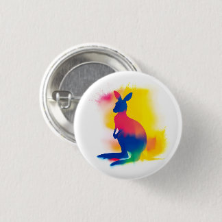 Kleurrijke Spray Paint Kangaroo ronde Button