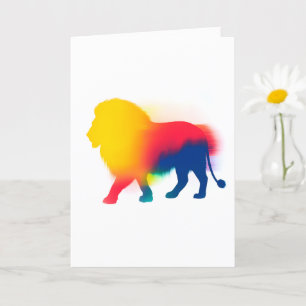 Kleurrijke Spray Paint Lion Silhouette Kaart